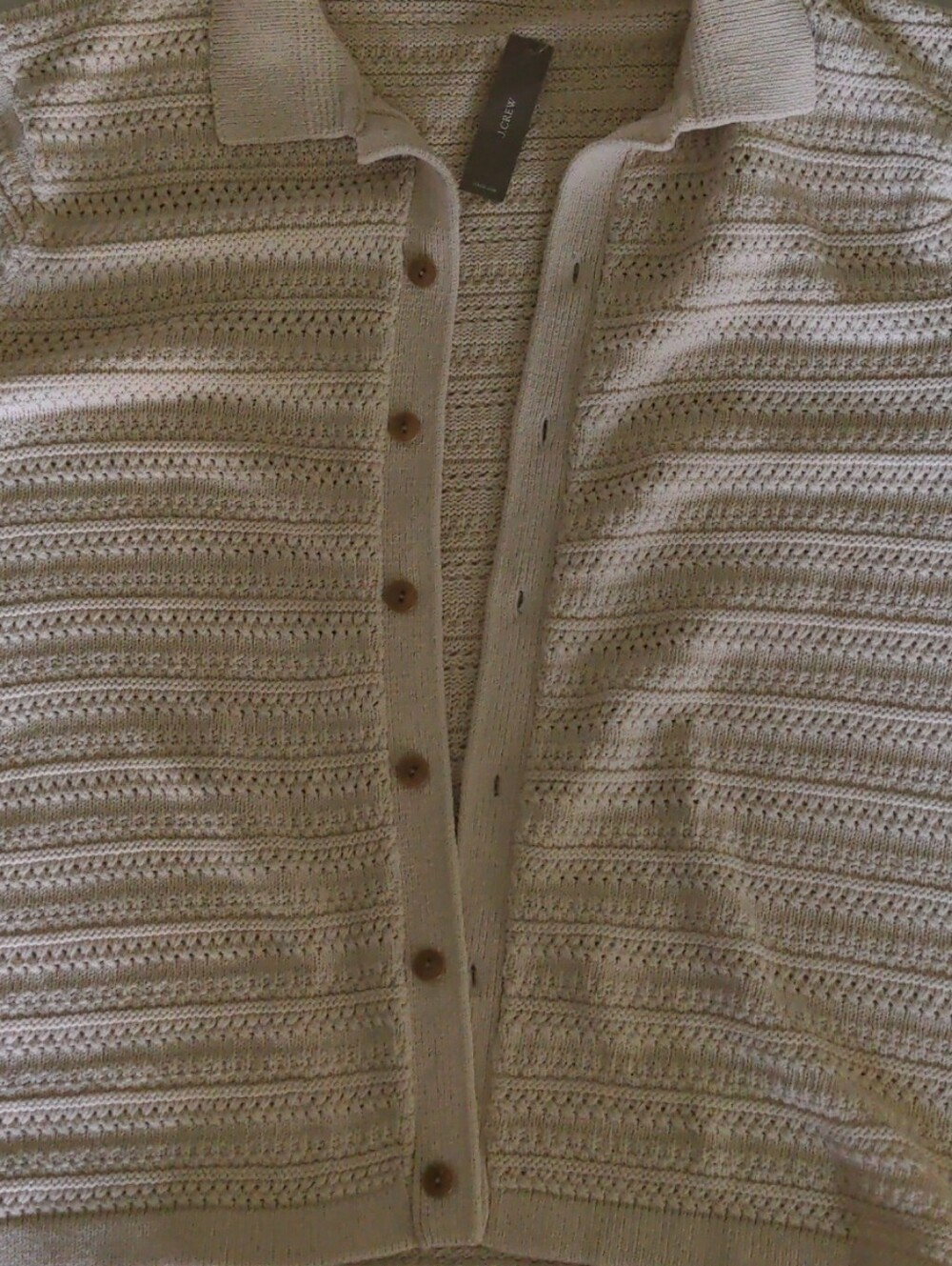 J. Crew Cream Knit Button-Up Short Sleeve Cardigan